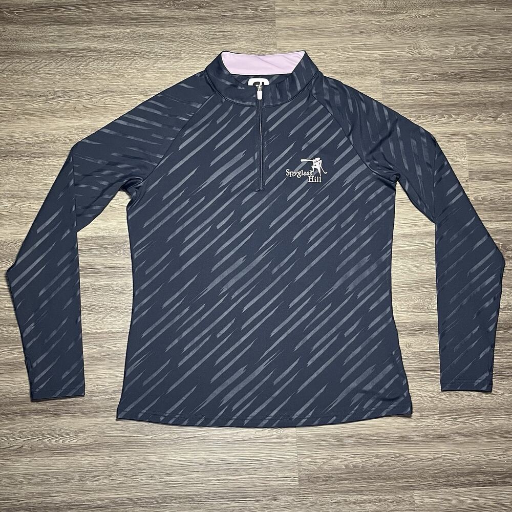 FootJoy Embossed Half Zip Golf Pullover Women's S Navy Spyglass Hill 29782